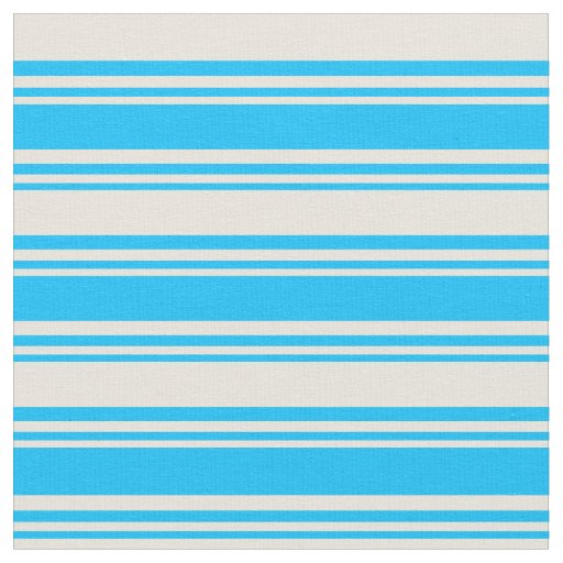 Deep Sky Blue & Beige Lined/Striped Pattern Fabric