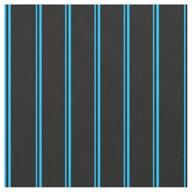 Deep Sky Blue & Black Colored Pattern Fabric (Close Up)