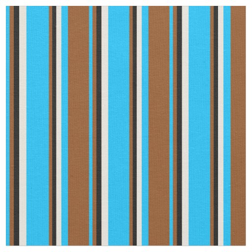Deep Sky Blue, Brown, Black, and Beige Pattern Fabric