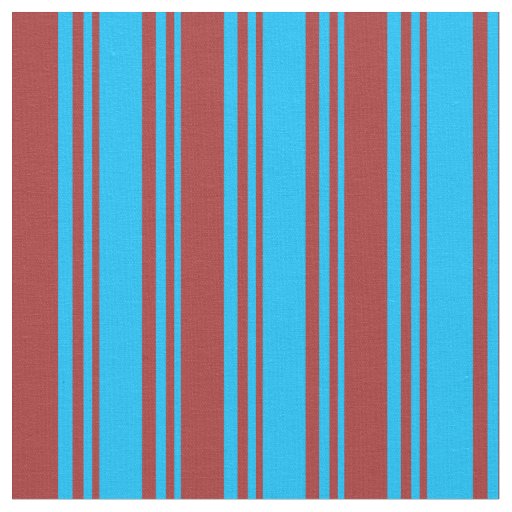 Deep Sky Blue & Brown Stripes/Lines Pattern Fabric