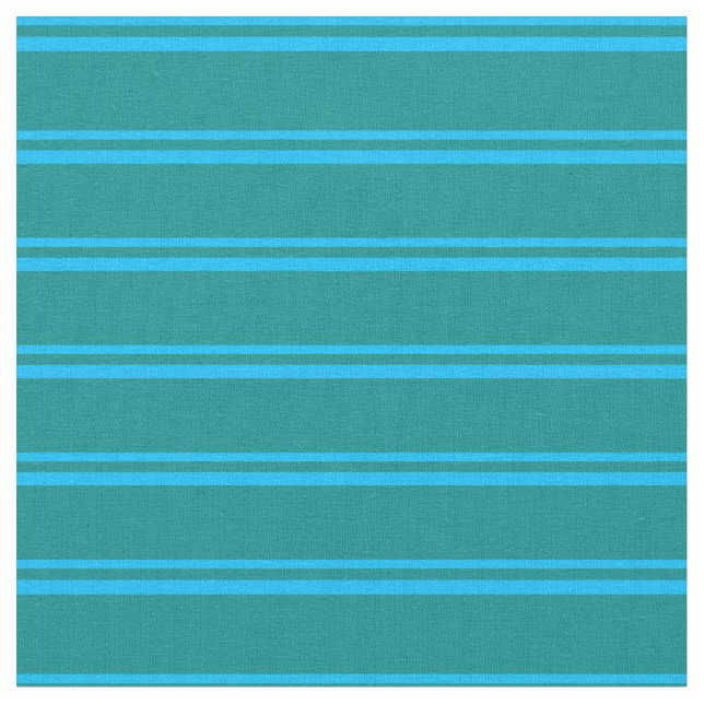 Deep Sky Blue & Dark Cyan Lines/Stripes Pattern Fabric (Close Up)