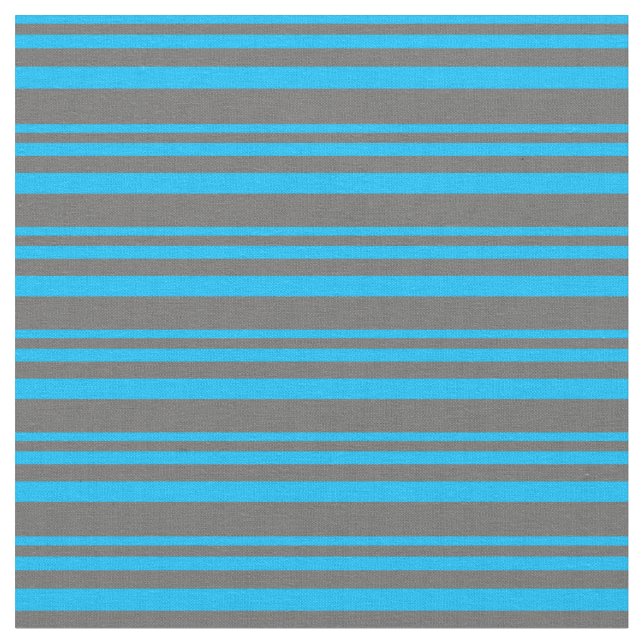 Deep Sky Blue & Dim Grey Stripes Fabric (Close Up)