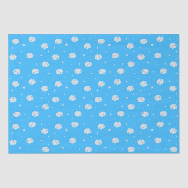 Deep Sky Blue - In The Clouds Tissue Paper (Front)