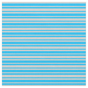 Deep Sky Blue & Light Gray Lines Pattern Fabric