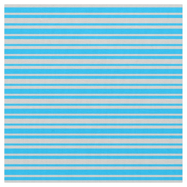 Deep Sky Blue & Light Gray Lines Pattern Fabric (Close Up)