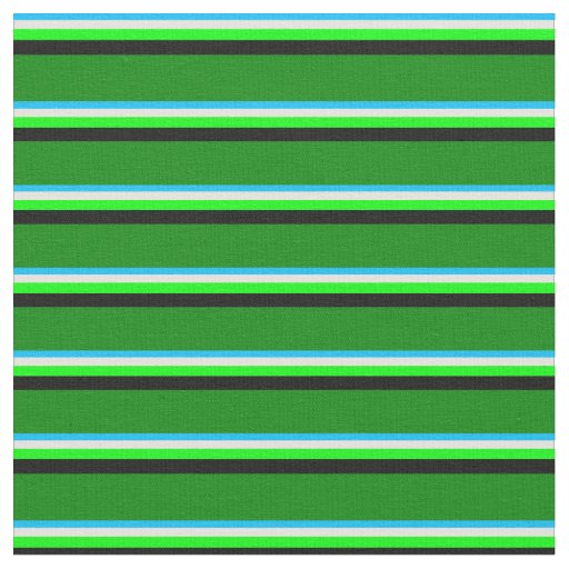 Deep Sky Blue, Light Yellow, Lime, Black & Green Fabric