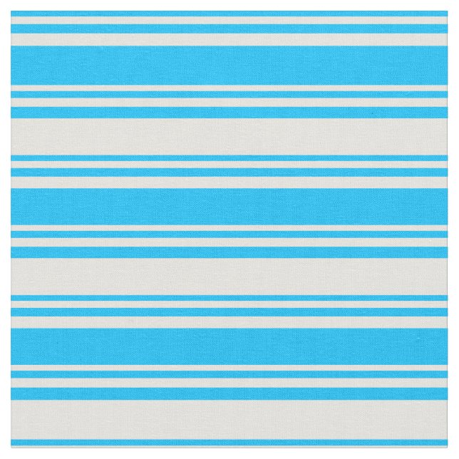 Deep Sky Blue & Light Yellow Pattern of Stripes Fabric (Close Up)