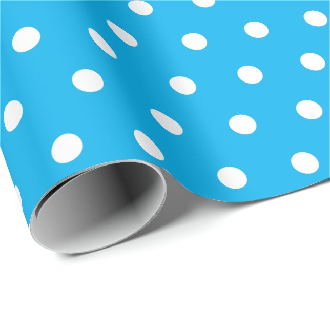 Deep Sky Blue Polka Dot Wrapping Paper (Roll Corner)