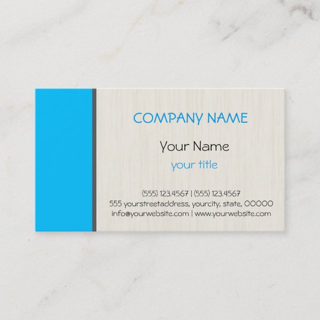Deep sky blue professional elegant modern business card (Front)