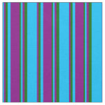 [ Thumbnail: Deep Sky Blue, Purple, and Dark Green Pattern Fabric ]