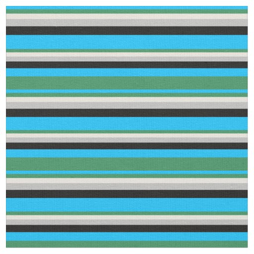 Deep Sky Blue, Sea Green, Beige, Grey, and Black Fabric