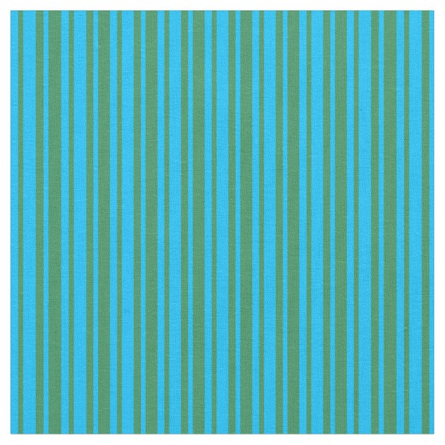 Deep Sky Blue & Sea Green Colored Stripes Fabric (Close Up)