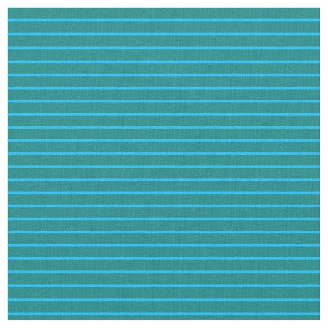 Deep Sky Blue & Teal Colored Stripes Fabric (Close Up)