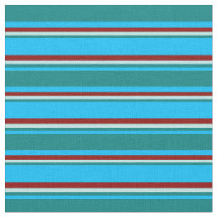 Deep Sky Blue, Teal, Turquoise & Dark Red Colored Fabric