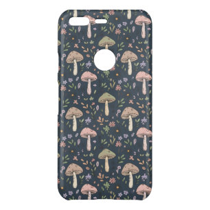Deep Slate Blue Fungi Seamless Pattern Uncommon Google Pixel Case