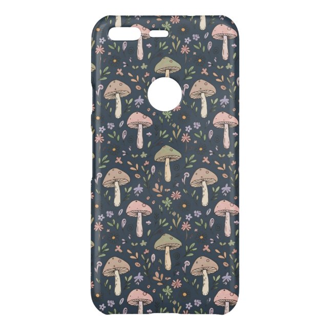 Deep Slate Blue Fungi Seamless Pattern Uncommon Google Pixel Case (Back)