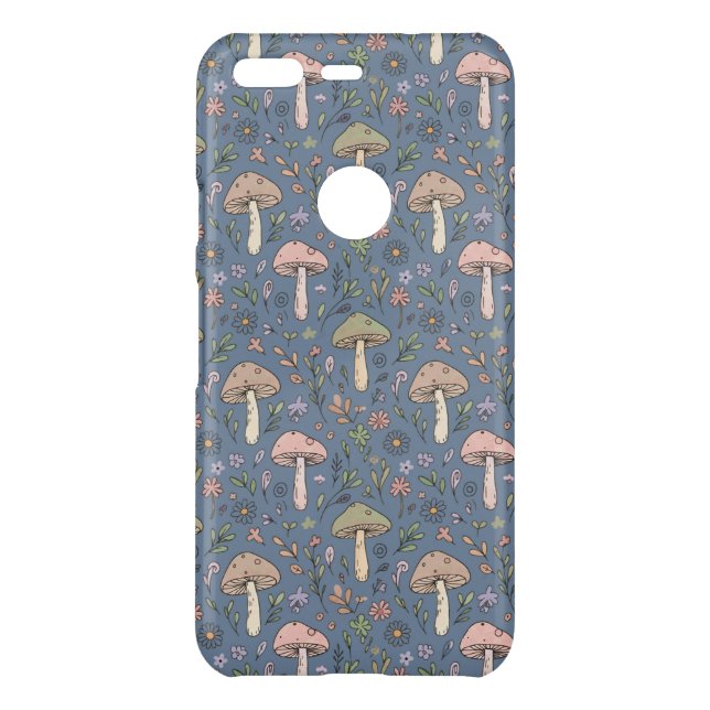 Deep Slate Gray Fungi Seamless Pattern Uncommon Google Pixel Case (Back)