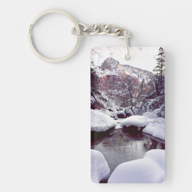 Deep snow at Middle Emerald Pools Keychain (Front)