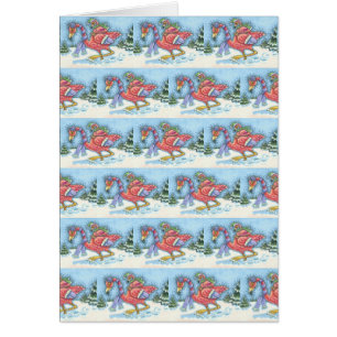 DEEP SNOW PINK FLAMINGO, CHRISTMAS GREETING CARD B