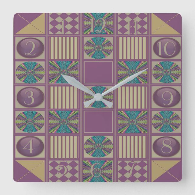 Deep Sound Abstract Quilt Design Backwards Clock (Front)