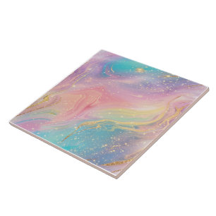 Deep Space Abstract Pastel Glitter Pattern Ceramic Tile