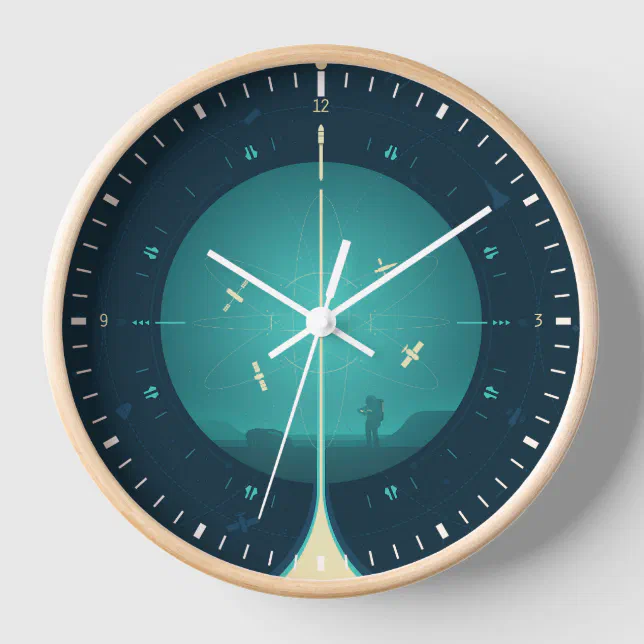 Deep Space Atomic Clock Poster Blue Version Zazzle