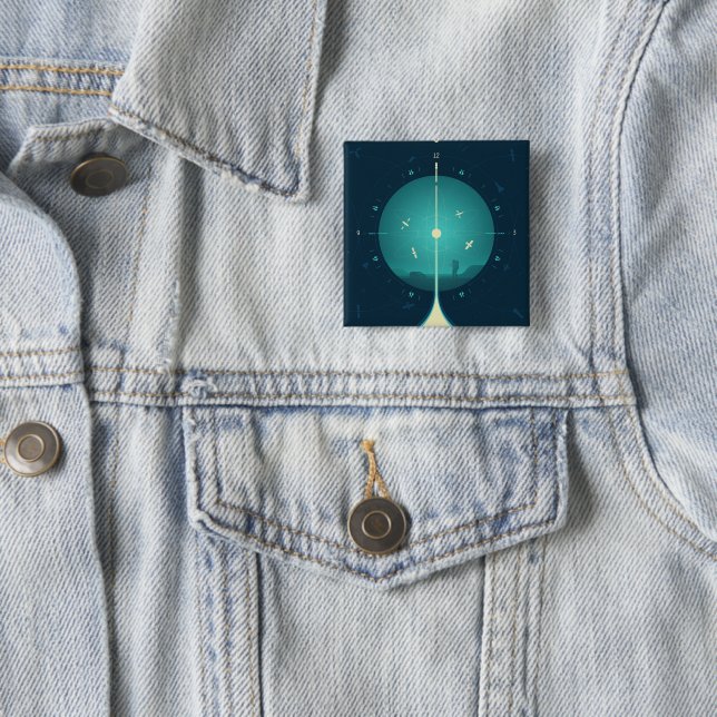 Deep Space Atomic Clock Poster, Blue Version. Button (In Situ)