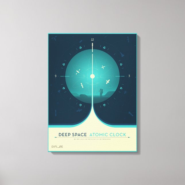 Deep Space Atomic Clock Poster, Blue Version. Canvas Print (Front)