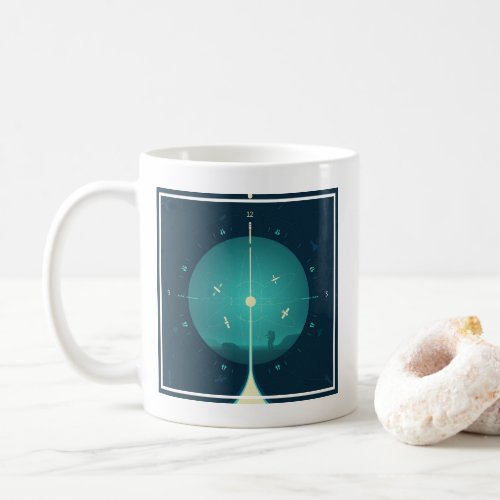 Deep Space Atomic Clock Poster Blue Version Coffee Mug