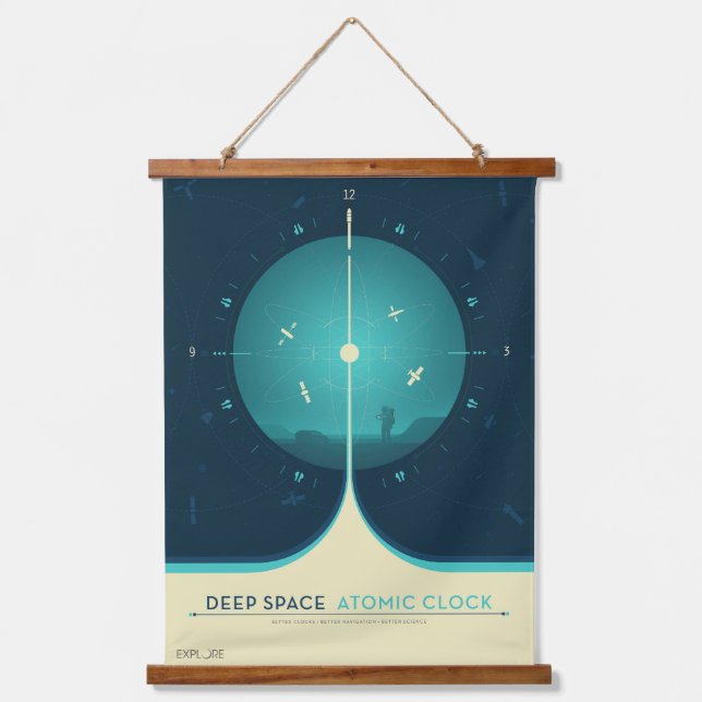 Deep Space Atomic Clock Poster, Blue Version. Hanging Tapestry (Front)