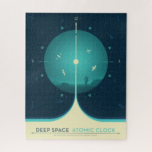 Deep Space Atomic Clock Poster Blue Version Jigsaw Puzzle