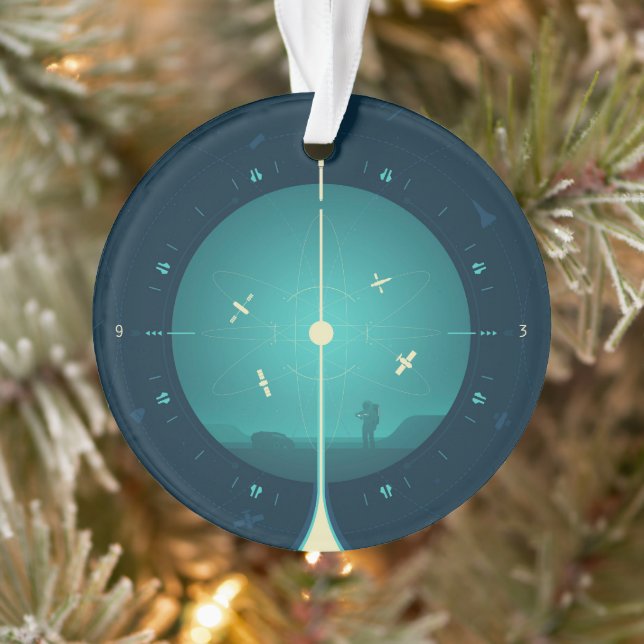 Deep Space Atomic Clock Poster, Blue Version. Ornament (Tree)