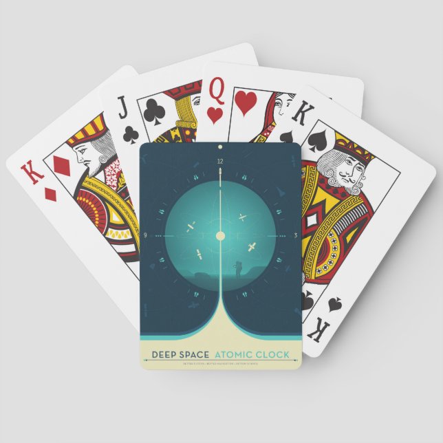 Deep Space Atomic Clock Poster, Blue Version. Poker Cards (Back)
