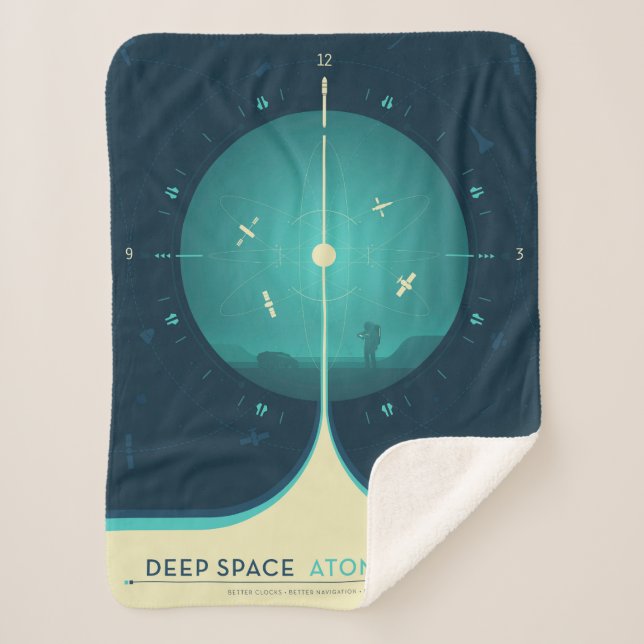 Deep Space Atomic Clock Poster, Blue Version. Sherpa Blanket (Front)