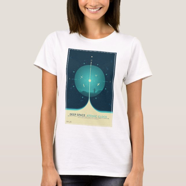 Deep Space Atomic Clock Poster, Blue Version. T-Shirt (Front)