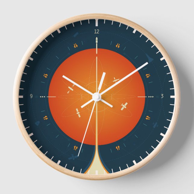 Deep Space Atomic Clock Poster, Orange Version. (Front)