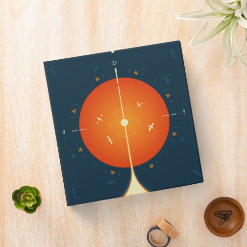 Deep Space Atomic Clock Poster Orange Version 3 Ring Binder