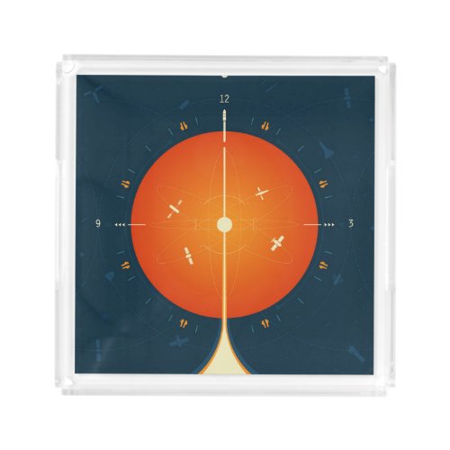 Deep Space Atomic Clock Poster Orange Version Acrylic Tray