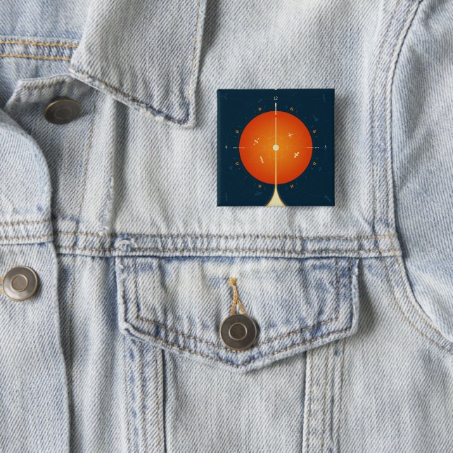 Deep Space Atomic Clock Poster, Orange Version. Button (In Situ)