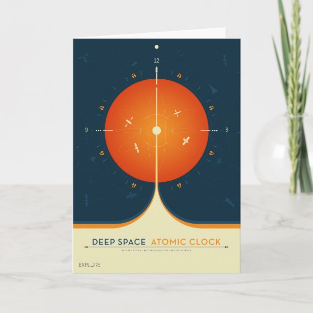 Deep Space Atomic Clock Poster, Orange Version. Card (Front)