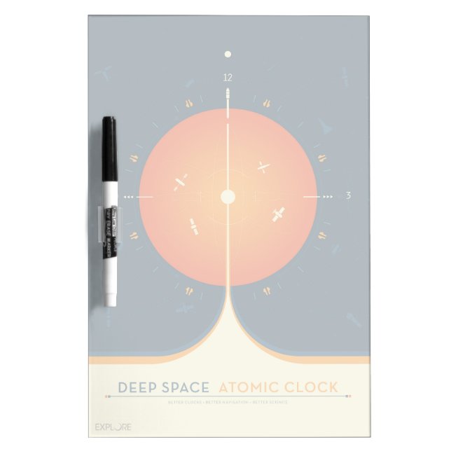 Deep Space Atomic Clock Poster, Orange Version. Dry Erase Board (Front)