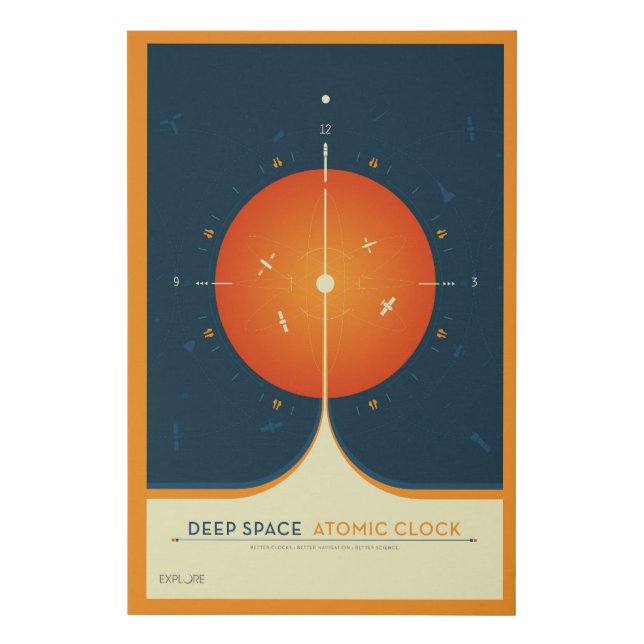 Deep Space Atomic Clock Poster, Orange Version. Faux Canvas Print (Front)