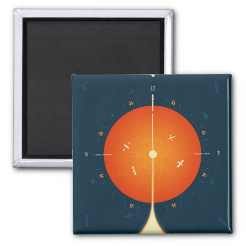 Deep Space Atomic Clock Poster Orange Version Magnet