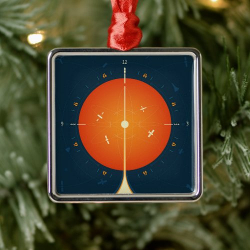 Deep Space Atomic Clock Poster Orange Version Metal Ornament