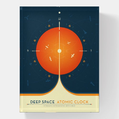 Deep Space Atomic Clock Poster Orange Version Paperweight