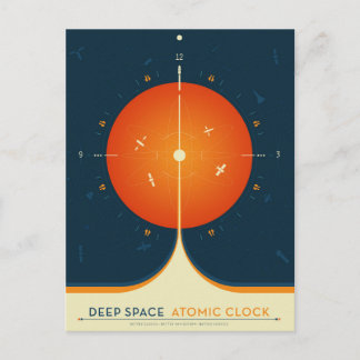 Deep Space Atomic Clock Poster, Orange Version. Postcard