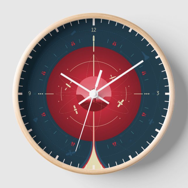 Deep Space Atomic Clock Poster, Red Version. (Front)