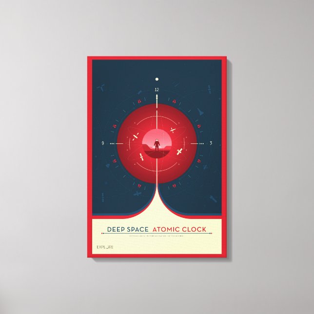 Deep Space Atomic Clock Poster, Red Version. Canvas Print (Front)