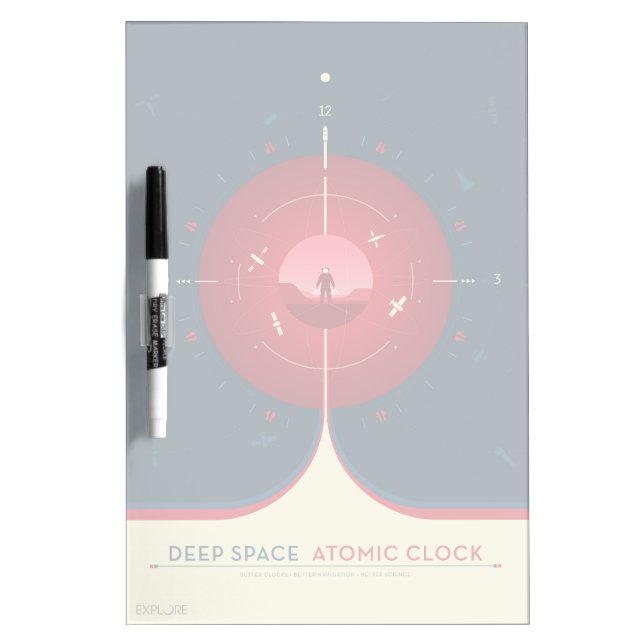 Deep Space Atomic Clock Poster, Red Version. Dry Erase Board (Front)