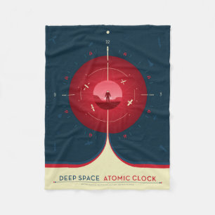 Deep Space Atomic Clock Poster, Red Version. Fleece Blanket